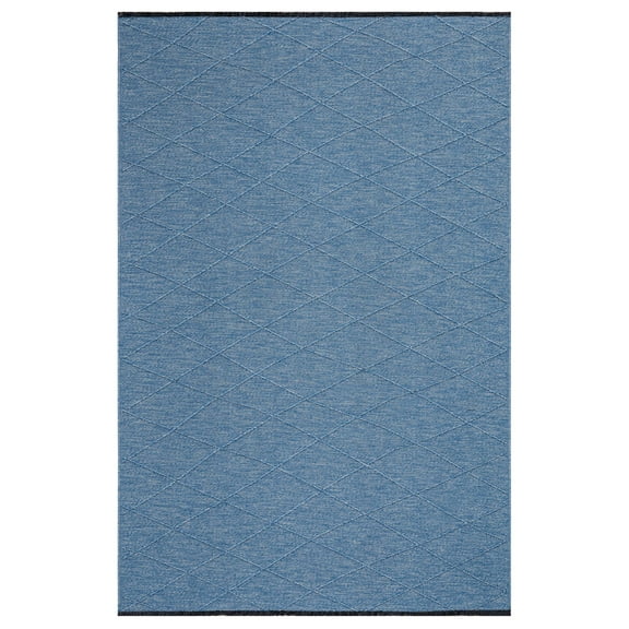 Mirage Blue Geometric Polyester Chenille Kilim Area Rug