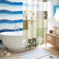 thumbnail image 5 of No Hook Shower Curtain, Spring Floral Shower Curtains for Bathroom with See Through Top Window, Yellow Flowers Botanical Patchwork Grid Bohemia Waterproof & Washable Bath Curtain Narrow 54"x78", 5 of 9