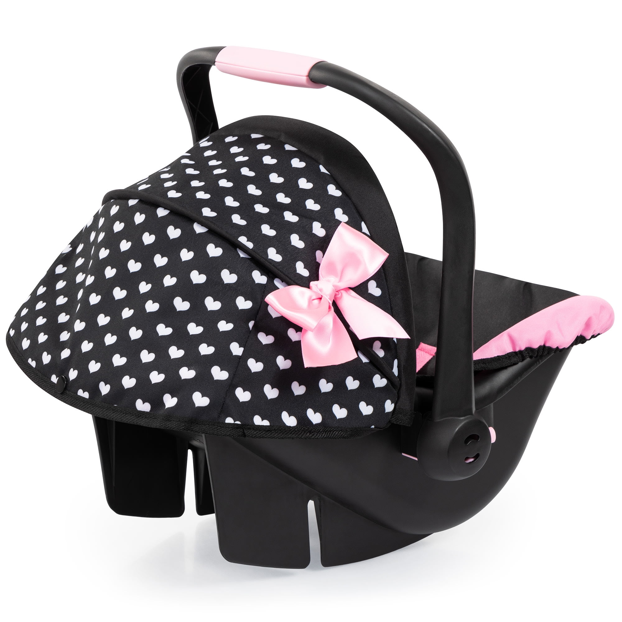 Bayer: Deluxe Car Seat: Hearts Black & Pink - Pretend Play Accessory for Dolls/Plushes Up to 18", Ages 3+, Large | baby dolls | dress up