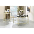 thumbnail image 3 of Bowery Hill Table Basse Ronde Contemporaine avec Dessus en Verre Trempé et Base en Acier, Laiton, 3 of 5