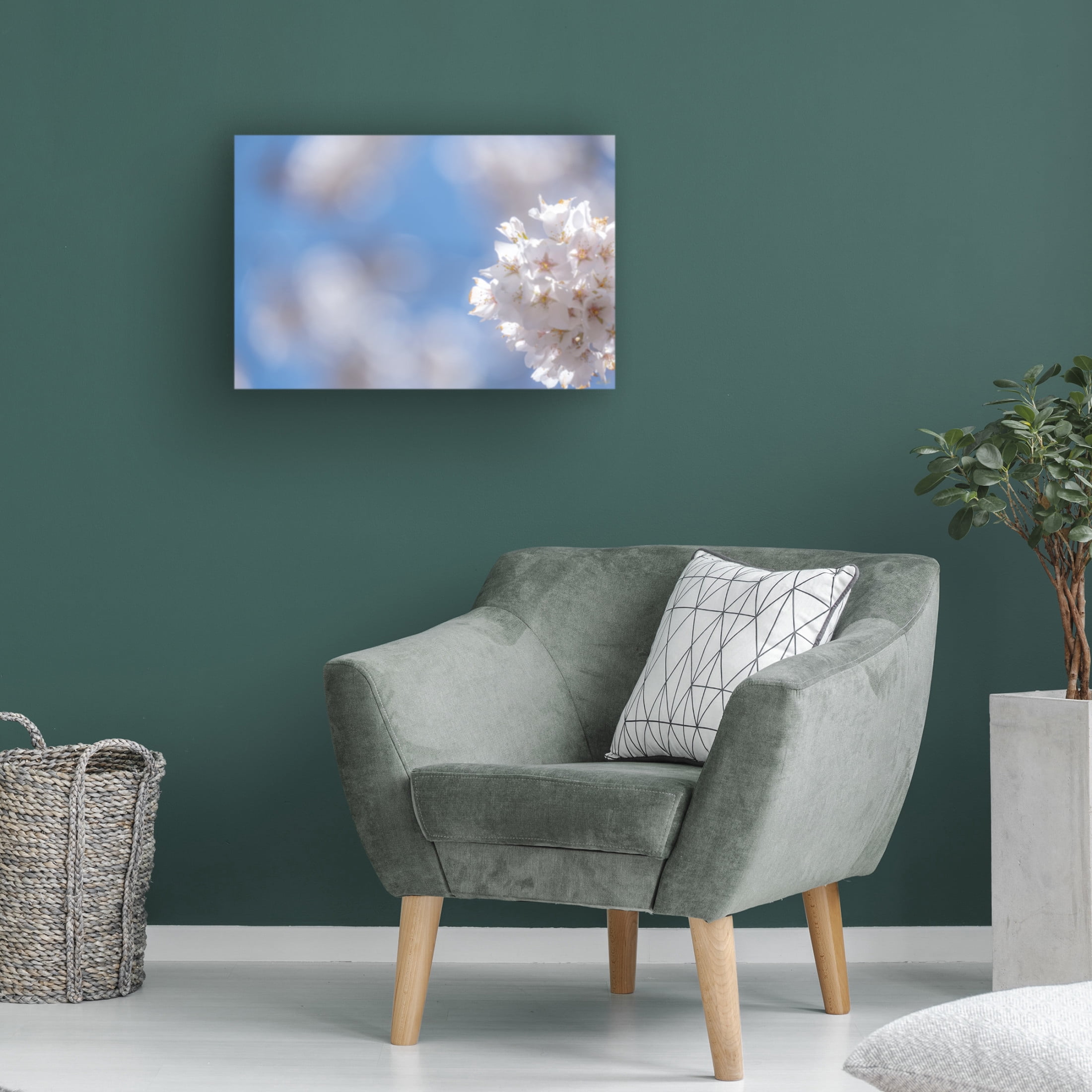 Canvas Wall Art - Life BeautifuLEE 'White Flowers Kissing Blue Sky 8' Wall Art for Living Room, Bedroom, or Office Décor by Trademark Fine Art - 47 x 30 Inches