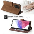 thumbnail image 4 of SaniMore for Samsung Galaxy A13 5G 6.5" 2021 Wallet Case, [Removeable Wrist Strap][Zipper Cash Pocket + Card Slots] Flip Kickstand Full Protective Magnetic Closure Retro Cover for Galaxy A13 5G, Brown, 4 of 8