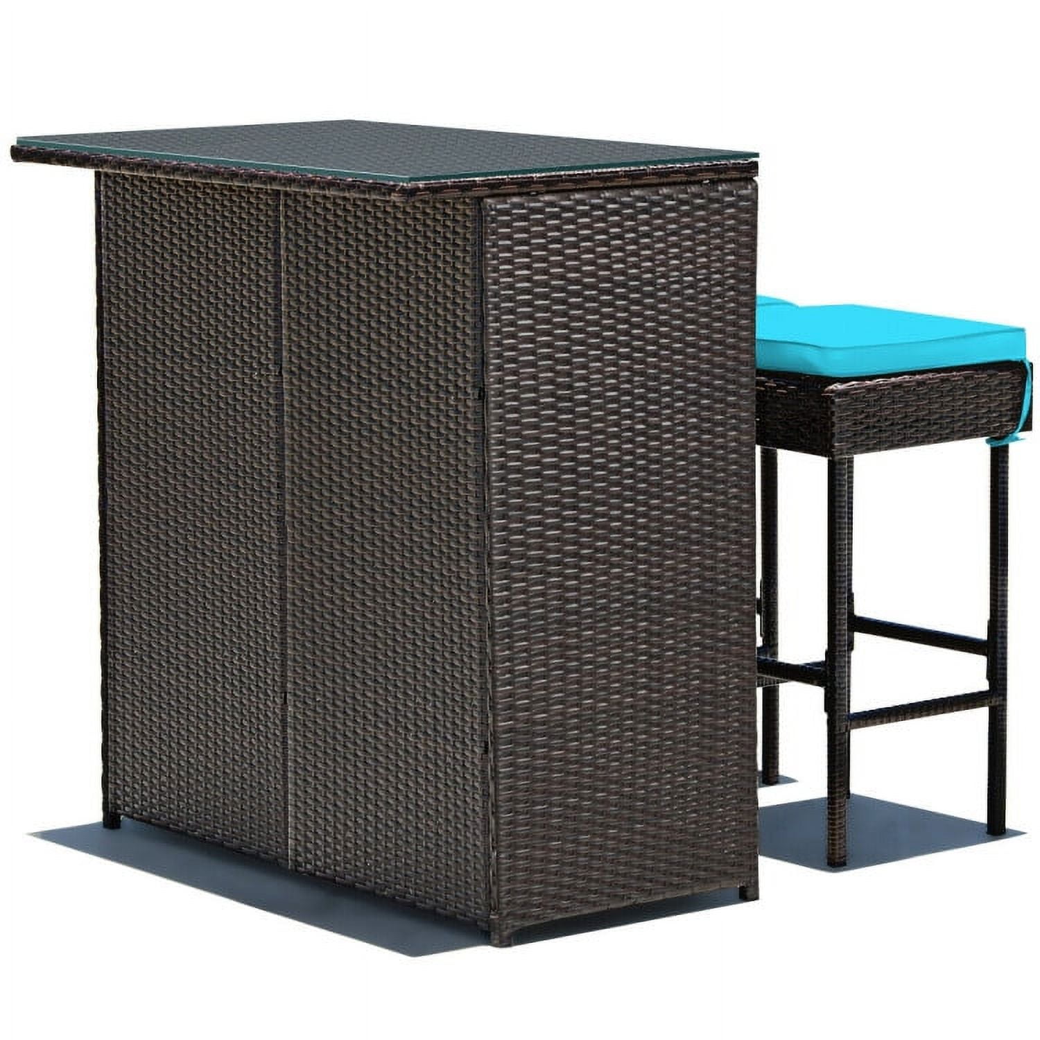 Aimee Lii 3PCS Patio Rattan Wicker Bar Table Stools Dining Set, Outdoor Patio Furniture, Turquoise Aimee Lii 3PCS Patio Rattan Wicker Bar Table Stools Dining Set, Outdoor Patio Furniture, Turquoise