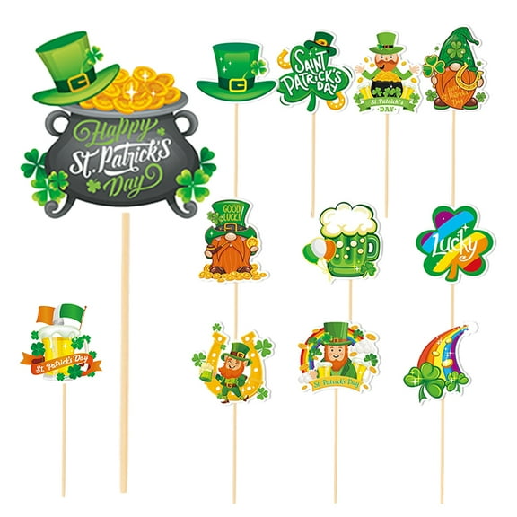 12 Pcs Cake Insert Picks Cupcake Topper St. Patricks Day Decorations Party Patrick's Dessert Toppers