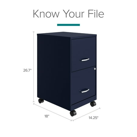 Space Solutions - 18" 2 Drawer Mobile Smart Vertical File Cabinet - Navy