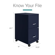 Space Solutions 18 Deep 2 Drawer Mobile Letter Width Vertical File Cabinet, Navy