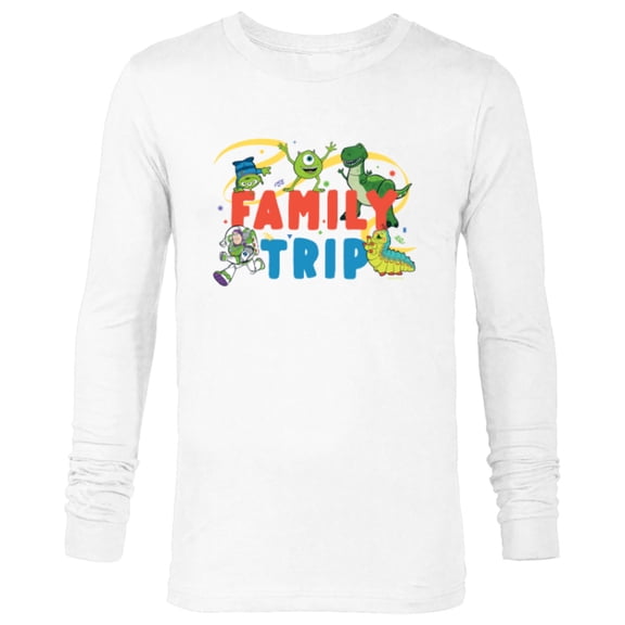 Disney and Pixar Characters Vacation Party Our Family Trip - Long Sleeve T-Shirt for Men - Customized-White