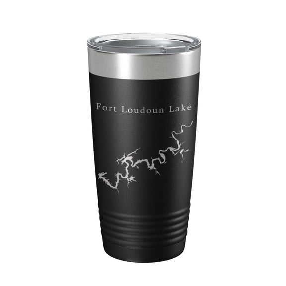 Fort Loudoun Lake Map Tumbler Travel Mug Insulated Laser Engraved Coffee Cup Tennessee 20 oz Black
