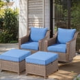 thumbnail image 6 of Gymojoy 4-Piece Wicker Outdoor Rocking Chairs with Ottomans, Rattan Swivel Rocker Patio Chairs for Backyard Deck Porch & Garden, Navy, 6 of 12