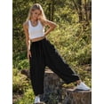 thumbnail image 2 of Pantalón TARSE de lino, pierna ancha, cordón ajustable, bolsillos, negro, XXL, 2 of 3