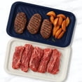 thumbnail image 4 of Grilling Prep and Serve Trays, 17 x 10.5 inch BBQ Trays for Cooked and Raw Foods, Set of 2 Melamine Serving Platters for Meats, Grill Accessories, Blue and White, 4 of 7