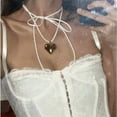 thumbnail image 2 of Collar con colgante de corazón grande para mujer, gargantilla de terciopelo negro gótico, tejido elegante, cadena ajustable con lazo anudado, 2 of 2