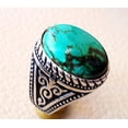 thumbnail image 4 of Tibetan Turquoise Ring, Silver Jewelry, 925 Silver Ring, Father's Day, AAA Natural Turquoise, December Birthstone Ring, Heavy Mens Ring, Spiritual Healing Gemstone, Christmas, Signet Mens Ring, 4 of 6