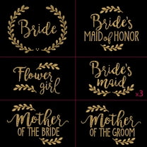 Laurel Gold Wedding Bride Bridal Bridesmaid Iron-on Rhinestud Transfers Set of 9 by JCS Rhinestones