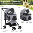 thumbnail image 4 of Dkeli 4 Wheels Dog Stroller Folding Pet Stroller Cat Stroller for Medium Dogs with Detachable Carrier, Grey, 4 of 8
