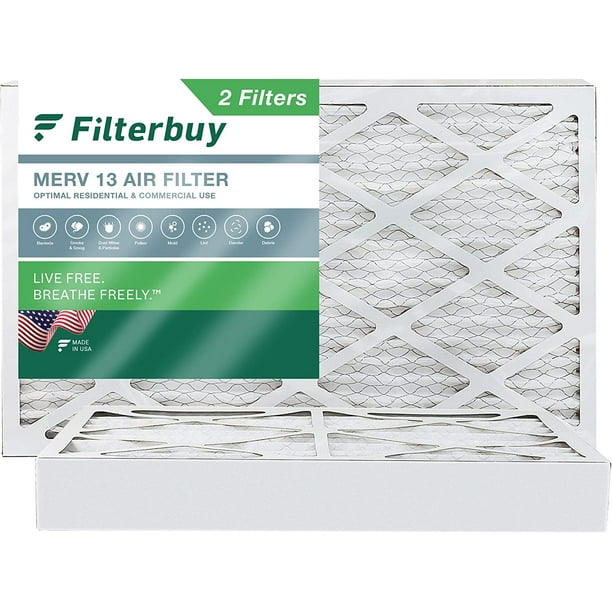 Filterbuy 16x25x4 MERV 13 Pleated HVAC AC Furnace Air Filters (2Pack