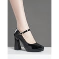 thumbnail image 5 of Ladies” Fashionable Patent Leather High Heels With Waterproof Platform  Ankle Strap  Chunky Heels And Super High Heels, 5 of 7
