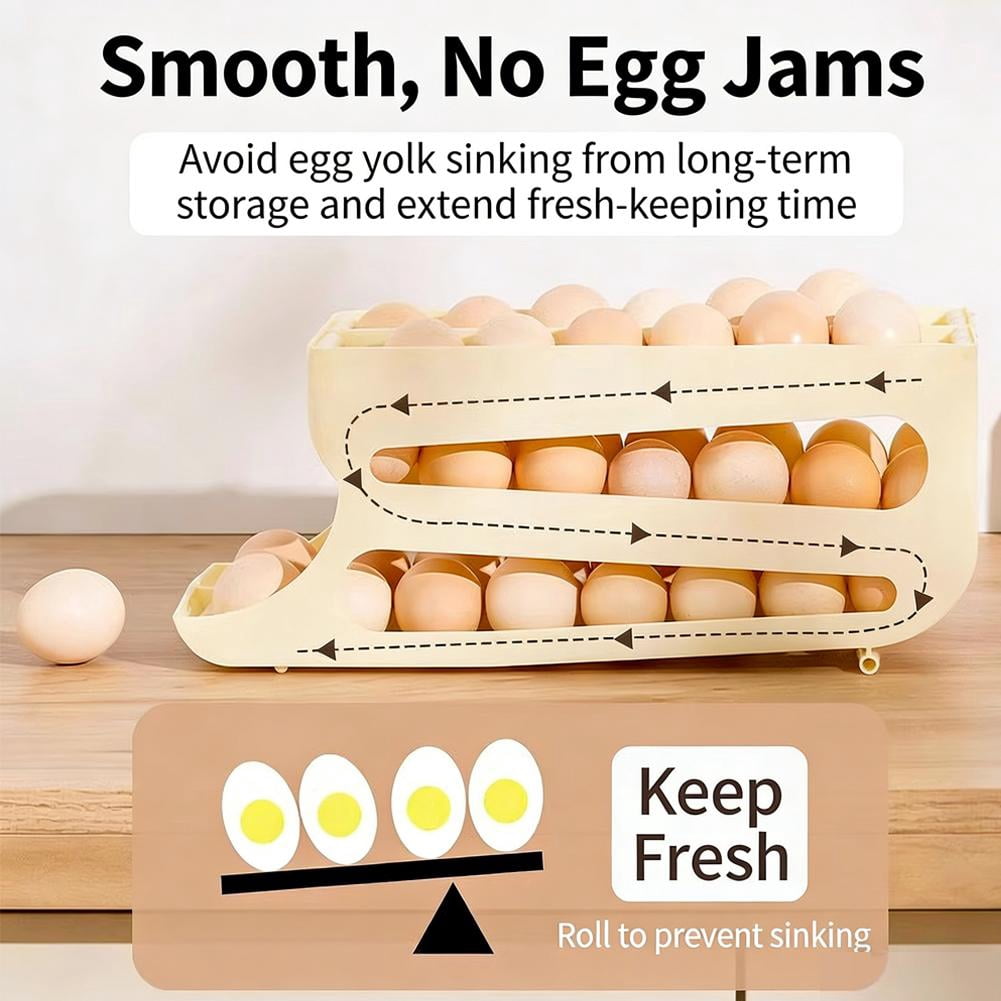 Egg Holder for Fridge, 3 Tiers Space-saving Egg Container, Automatic Rolling Eggs Dispenser for Refrigerator, Countertop, Kitchen, Space-Saving Dispenser Holder,Fridge Eggs Rack