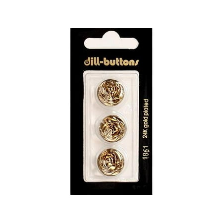 - Dill Buttons 15mm 3pc Shank Metal Antique Gold