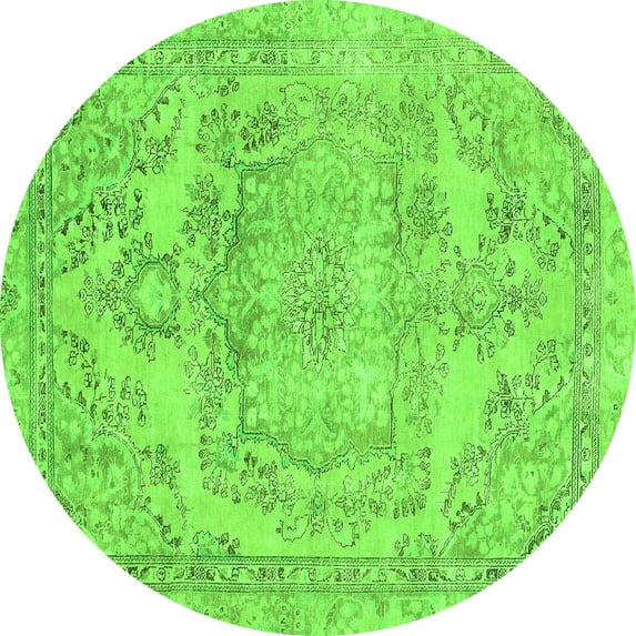 Ahgly Company Indoor Round Abstract Green Modern Area Rugs, 6' Round