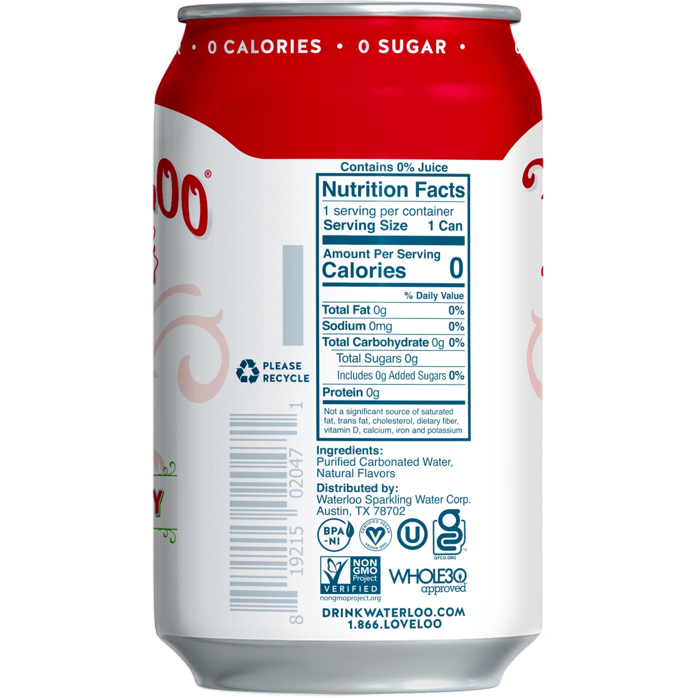 Waterloo Sparkling Water, Strawberry, 12 fl oz, 2 12 Pack Cans