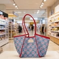 thumbnail image 7 of Breathable Openwork Mesh Fabric, 22.44 Inch Large Capacity Beach Bag, Colour Blocked Travel Organiser, for Summer Holiday Shoppers, 7 of 7