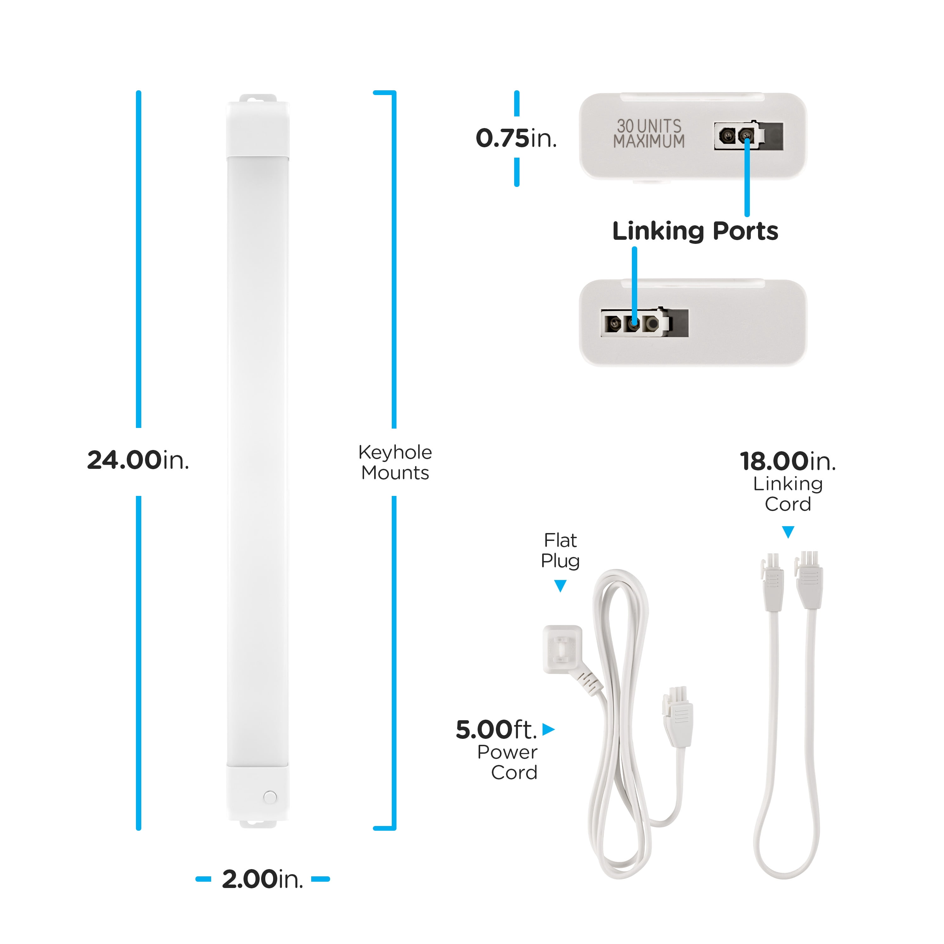 Enbrighten 24in Wi-Fi Linkable LED Under Cabinet Light Fixture, Dimmable and CCT Adjustable