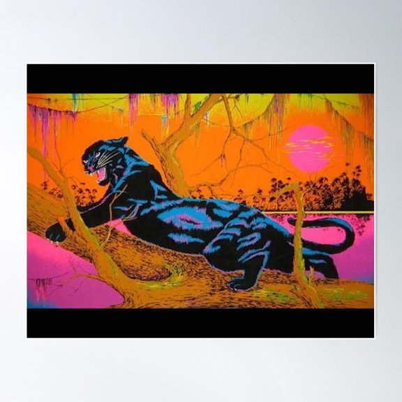 Black Light Look Panther Poster Wall Art, Modern Wall Decor For Living Room Bedroom, 8x12 UNFRAMED