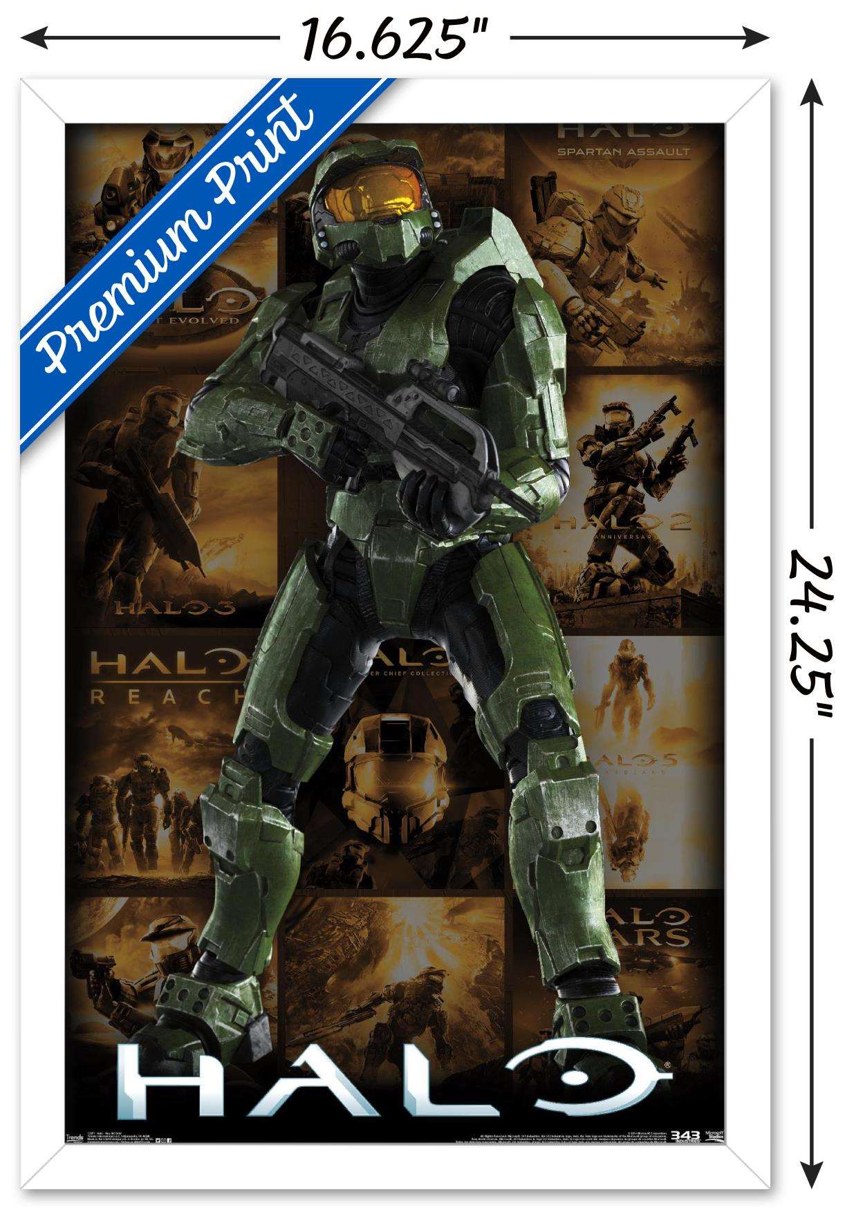 Halo - Game Key Art Grid Wall Poster, 14.725" x 22.375", Framed