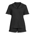 thumbnail image 3 of yillto Pajamas Set for Womens Button down Short Sleeve Tops and Shorts Cute Ruffled Pjs Sets Sleepwear, 3 of 5