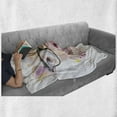 thumbnail image 5 of Watercolor Soft Flannel Fleece Throw Blanket, Portrait of a Mini Pig in Eyeglasses Handmade Paint Blots and Strokes Print, Cozy Plush for Indoor and Outdoor Use, 70" x 90", Multicolor, by Ambesonne, 5 of 5
