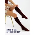 thumbnail image 3 of HUGH UGOLI Women Cotton Knee High Socks, Long Dress School Uniform Socks for Girls, Soft & Lightweight Boot Socks, Shoe Size: 8-11, Burgundy, 4 Pairs, 3 of 5
