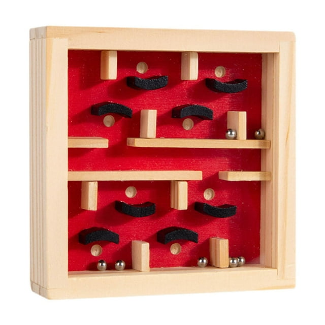 Juego de mesa de laberinto de madera, tablero de actividades, equilibrio, juguete educativo, rompecabezas Rojo