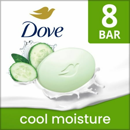 Pack of 2 - Dove Beauty Bar Soap for Refreshed Skin Cool Moisture Cucumber Green Tea Scent Leaves Skin Refreshed 8 ct / 3.75 oz Packaging May Vary