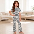 thumbnail image 2 of Riecok Girls Summer Outfits 2 Piece Lounge Sets Short Sleeve Tops and Pant Breathable Casual Matching Clothing Black 8T, 2 of 8