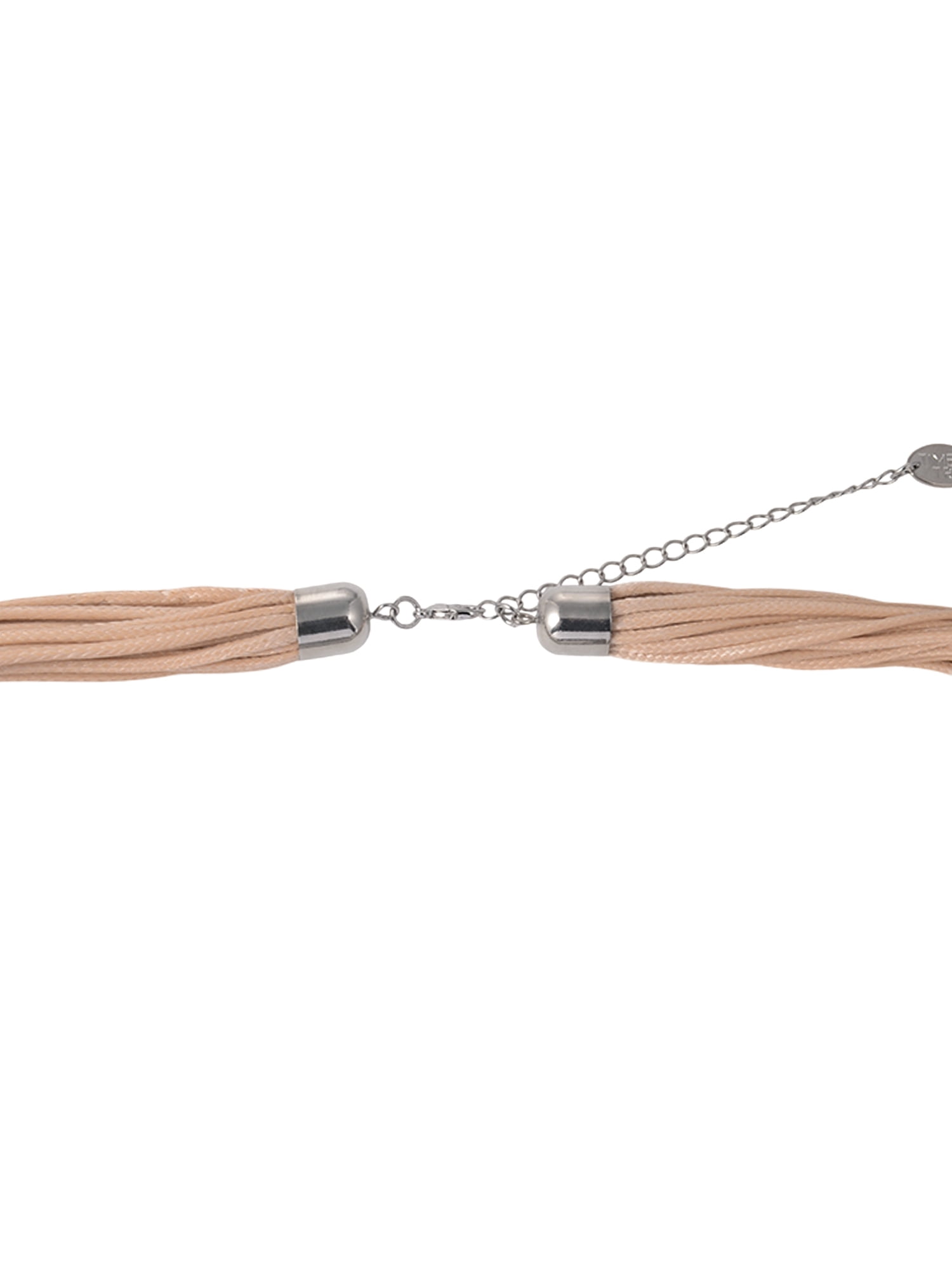 Time and Tru Silvertone Multi Cord Wide Hammered Metal Necklace