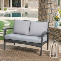 Noble House DelFino Cushions Wicker Outdoor Loveseat - Grey/Silver