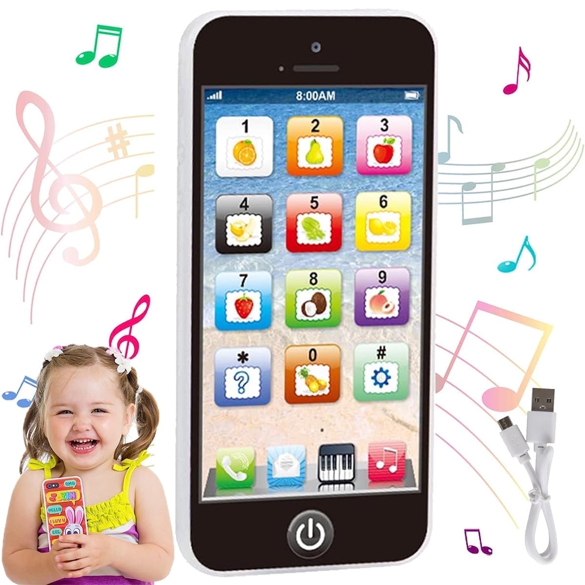 Fixdono Baby Cell Phone Toy, Baby Phone Toy, Toddler Phone Toy, Kids Smart Phone Toys with Lights & Music, Learning English Education Gift for Baby Boys Girls