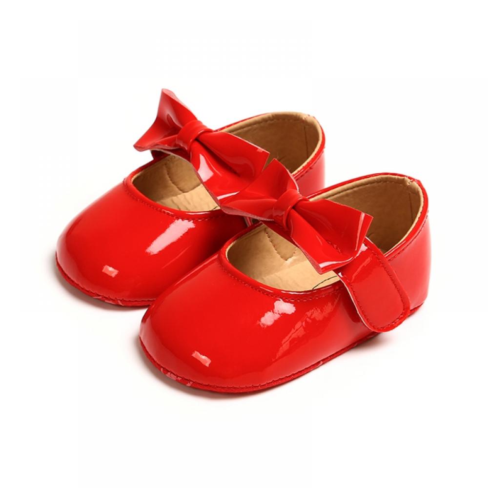 Baby-Girls Bowknot Mary Jane Flat Dress Shoes Party Wedding Shoes Baby Crib Shoes for Girl 0-18 Month Toddler School Uniform Shoes Flower Girl Ballet First Walking Soft Soled Princess Shoes - image 2 of 7