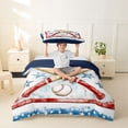 thumbnail image 2 of Castle Fairy Sport Baseball Bat Twin Duvet Cover, Vintage Stars Print Twin Bedding, Red Blue White,Navy Blue Reversible,2pcs,1 Duvet Cover and 1 Pillowcase, 2 of 6