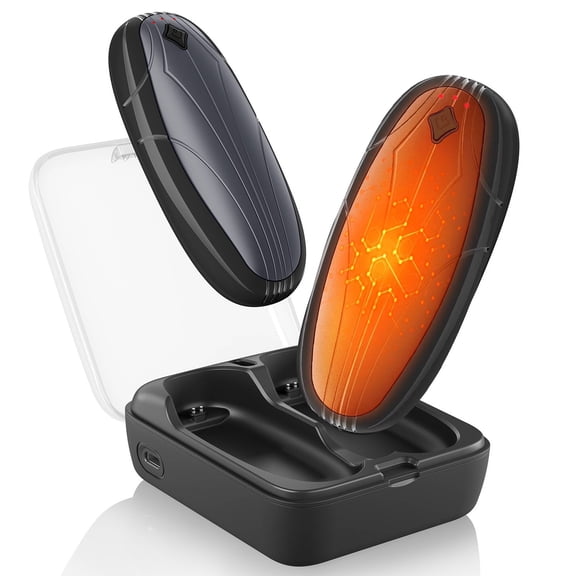 Morfone Magnetic Hand Warmers Rechargeable with 10000mAh Charging Case, 2 Pack Portable Electric Pocket Heater 3 Heat Settings Up to 50 Hrs, Gifts for Christmas, Hunting, Camping Gear, Golf, Outdoors