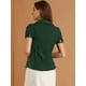 thumbnail image 5 of INSPIRE CHIC Camisa De Manga Corta Suave Con Botones Y Cuello Peter Pan Dulce Para Mujer Verde oscuro M, 5 of 6