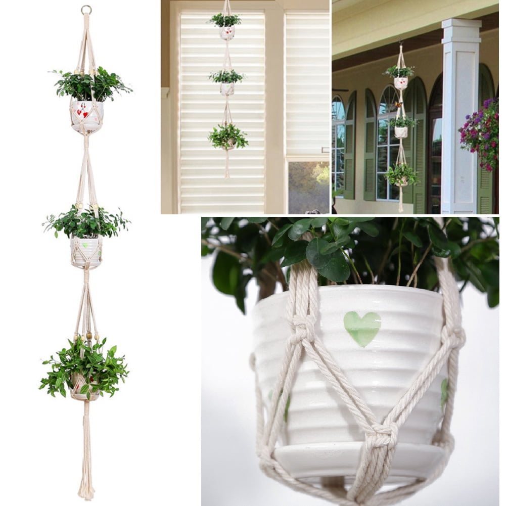 SPRING PARK 3 Layers Plant Hangers Indoor Hanging Planter Basket with Wood Beads Decorative SPRING PARK 3 Layers Plant Hangers Indoor Hanging Planter Basket with Wood Beads Decorative