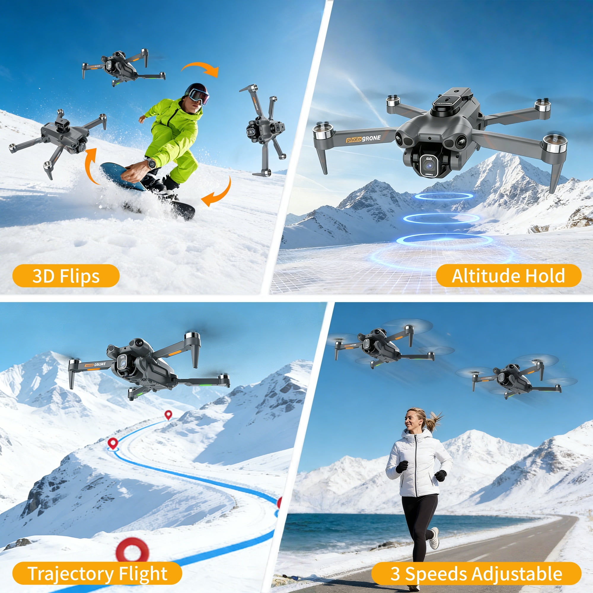 FPV Drone with Camera 1080P for Adults, 4.3" Screen on Remote Controller, Easy Fly Quadcopter with Obstacle Avoidance, Carrying Case & 2 Batteries, Gifts for Beginners