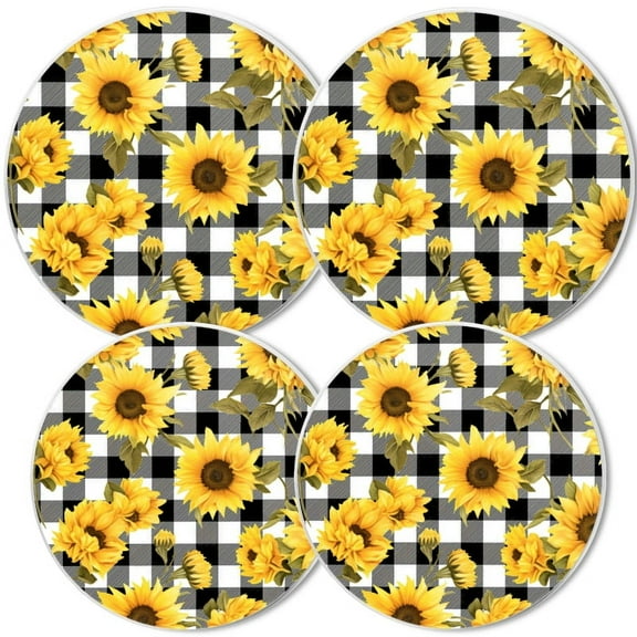 Electric Stove Burner Covers, Set of 4,White Round Cover for Gas Stovetop,8 and 10 Inch,Close Up Of Sunflower