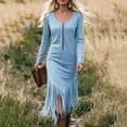 QTBIUQ Womens Long Sleeve Dress Fall Winter Square Neck Front Zip Slim ...