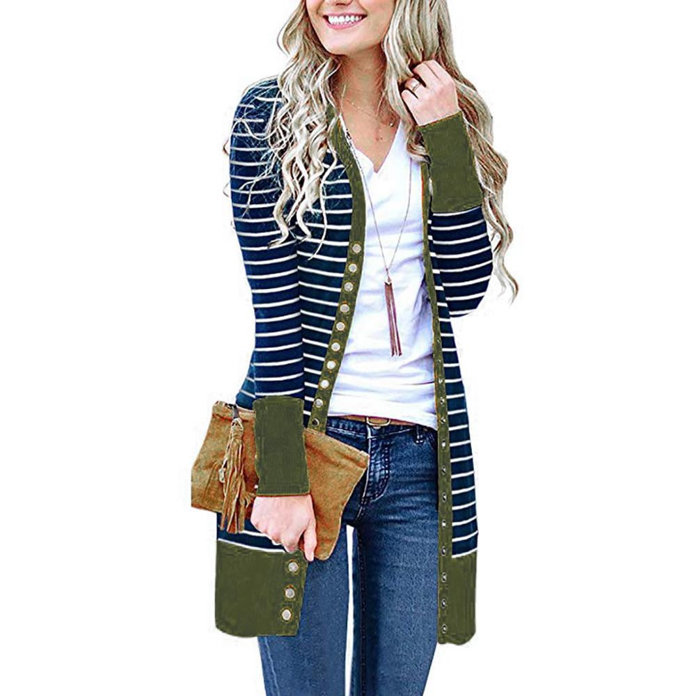 striped long cardigan womens