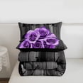 thumbnail image 4 of Lavender Color Rose Comforter Set Twin Purple Black Grey Flower Bedding Set Women Couple Romantic Floral Down Comforter Retro Farmhouse Quilt Duvet Gifts For Valentine'S Day Wedding, 4 of 7
