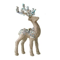 HCTSHG Christmas Tree Reindeer Ornament, Flocked Elk Deer Figurines for Xmas Tree Hanging Decor, Holiday Pendant Statues for Christmas Tree and Home Decoration