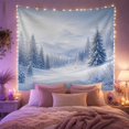 thumbnail image 2 of Misty Fir Valley Among Pale Mountain Ridges, Calming Illustration for Nature Lovers, Snowy Landscape Decor, Christmas Gift, Tapestry Wall Hanging for Bedroom and Living Room, 2 of 7